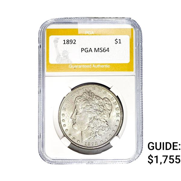 1892 Morgan Silver Dollar PGA MS64