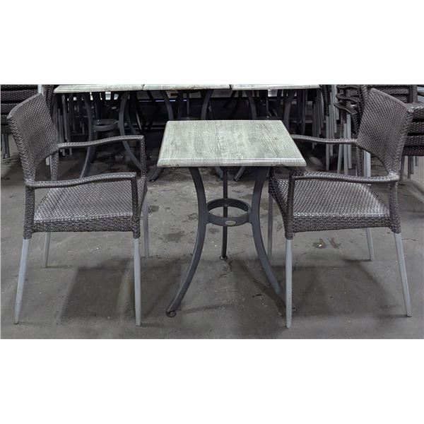 Retana 24" x 24" Dining Tables & Wicker Style Arm Chairs - Lot of 9pcs| Con
