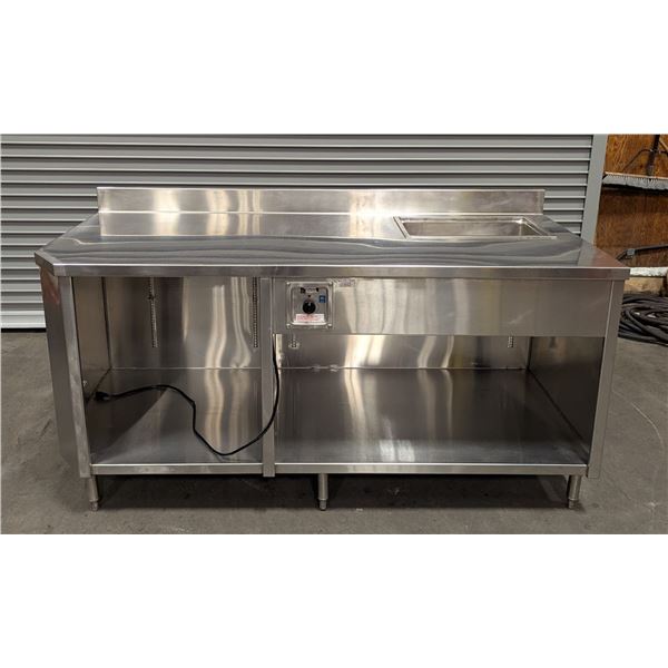 74" x 33" Stainless Steel Work Station W/Drop-in Hot Food Well| Rex8