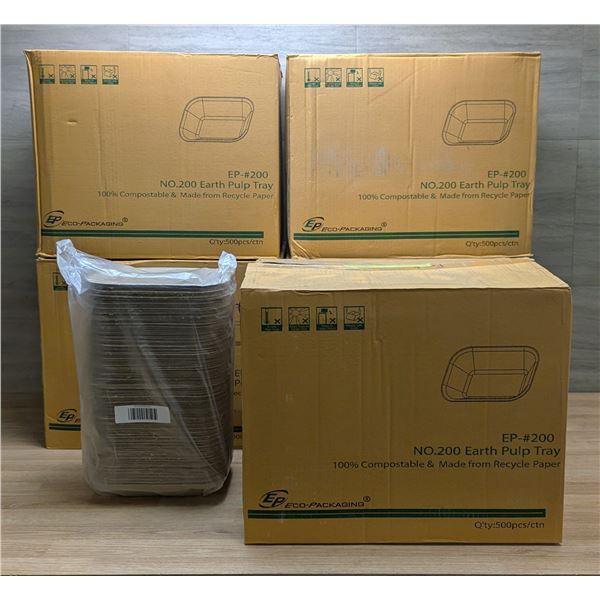 EP #200 Compostable Paper Pulp Trays - Lot of 2500 (5 Cases)