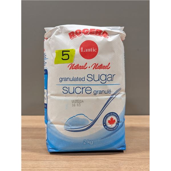 Rogers Natural Granulated Sugar, 2kg - Lot of 5