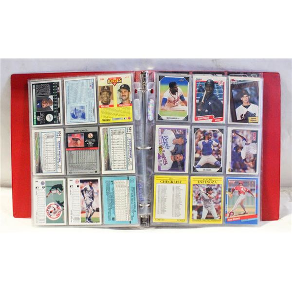 BINDER OF VARIOUS BASEBALL CARDS APPROX 108 TOTAL