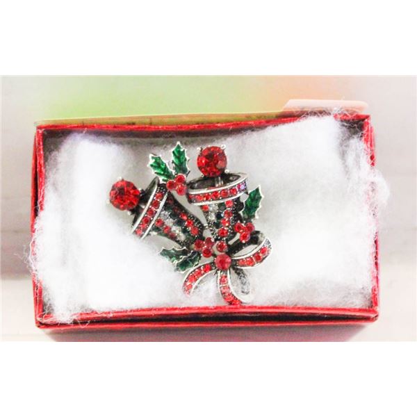 NEW CHRISTMAS BELLS BROOCH FILLED WITH