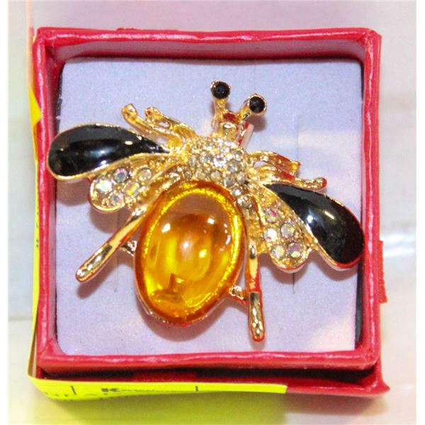 NEW BEE WITH AMBER BEAD ENAMEL BLACK