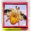 Image 1 : NEW BEE WITH AMBER BEAD ENAMEL BLACK