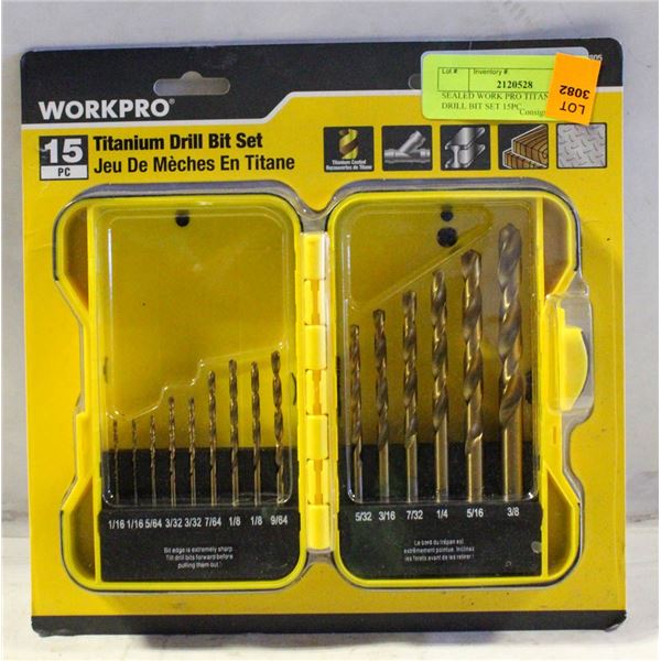 SEALED WORK PRO TITANIUM DRILL BIT SET 15PC