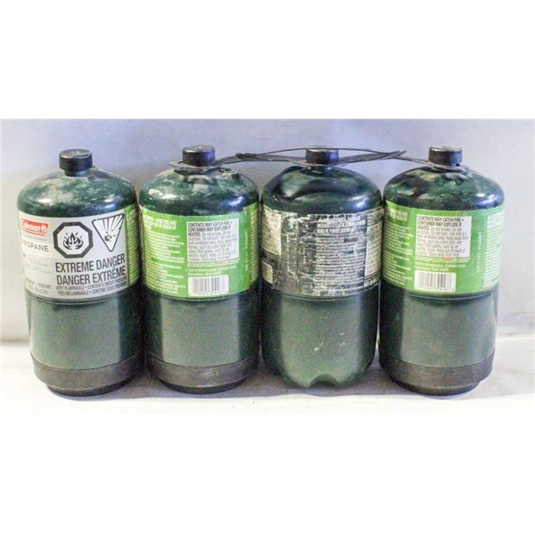 LOT OF 4 MINI GREEN PROPANE TANKS