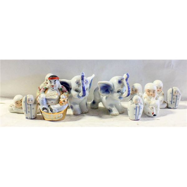 BLUE WHITE BONE CHINA + CERAMIC DECOR PCS