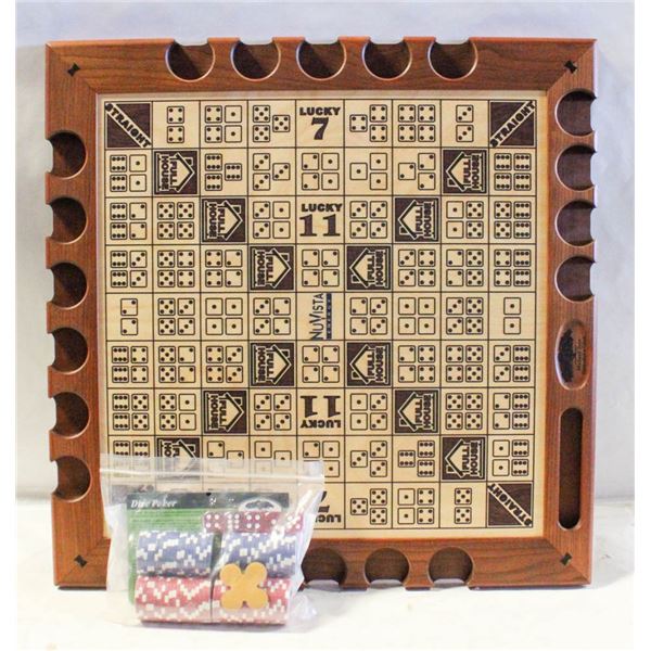HANDMADE WOOD DICE POKER GAME 20X20"