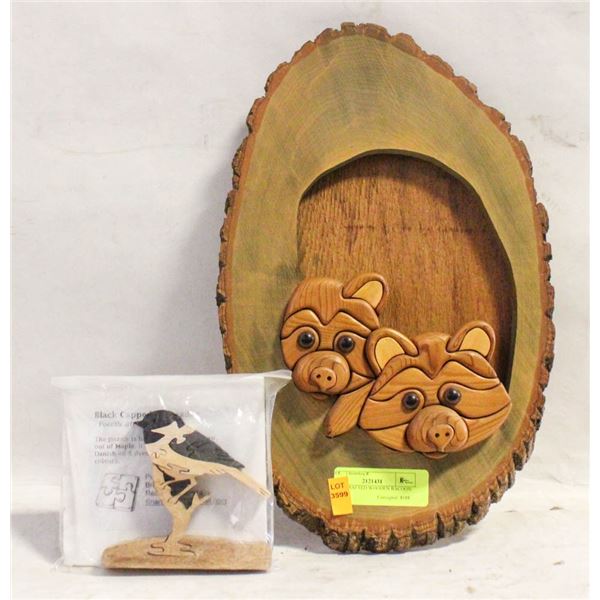 HANDCRAFTED WOODEN RACOON WALL