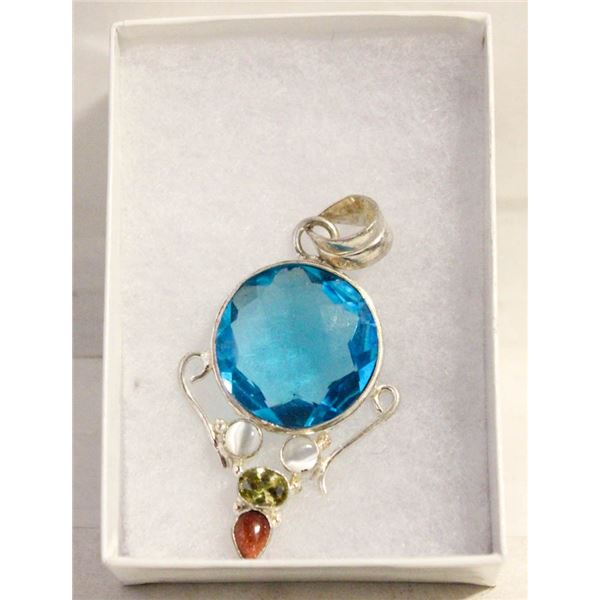 2 1/4" BLUE TOPAZ, MOONSTONE, CITRINE &