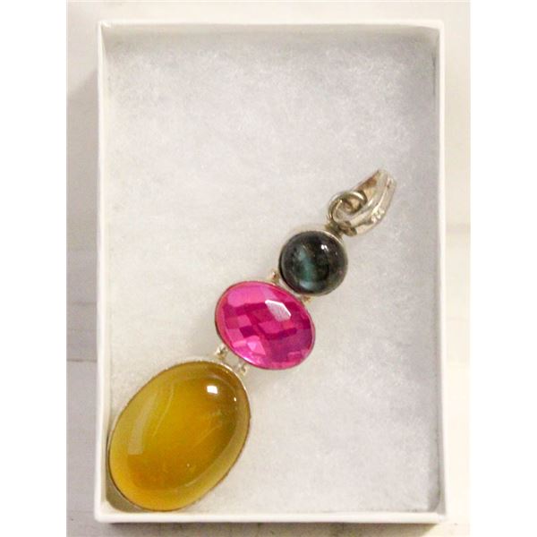 2 1/ 2 " YELLOW AGATE, LABRADORITE & PINK