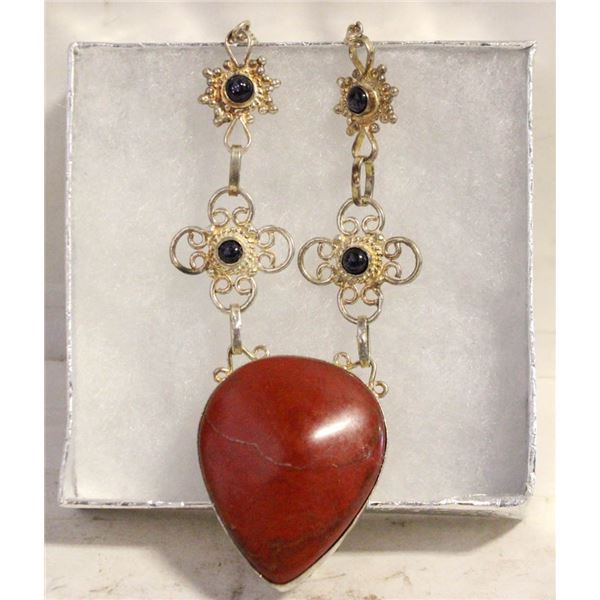 RED JASPER & BLUE SUNSTONE 18' NECKLACE