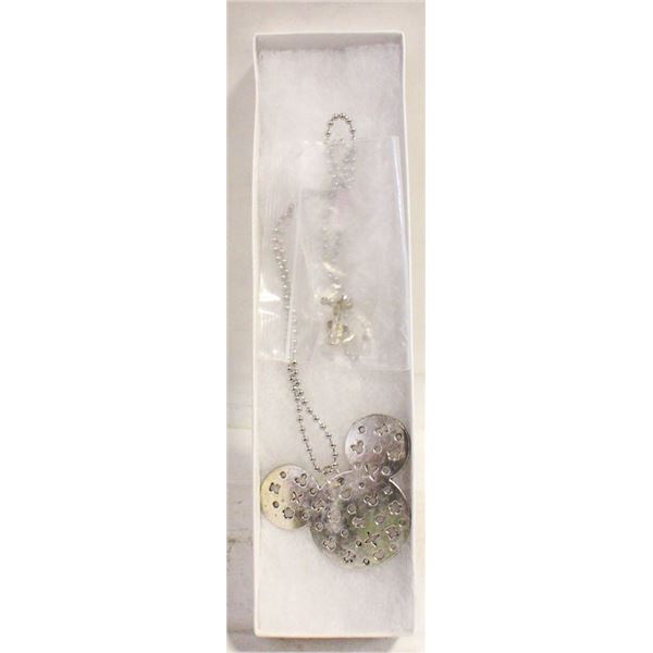 MICKEY MOUSE NECKLACE+EARRINGS, 19 LONG