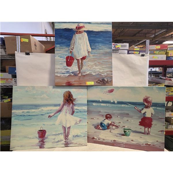 3 TEXTURED CANVAS WALL HANGINGS BEACH/WATER/SAND