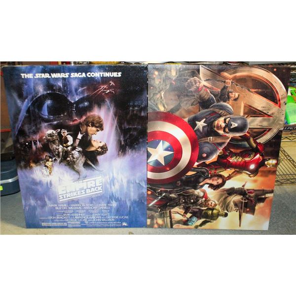 PAIR OF COMIC THEMED CANVAS WALL HANGINGS