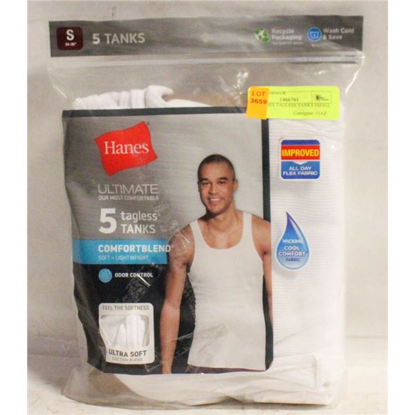 5PK HANES TAGLESS TANKS SMALL