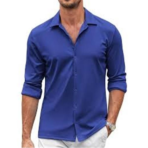 NEW COOFANDY 2XL BLUE DRESS SHIRT