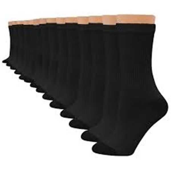 NEW HANES 10 PAIRS WOMENS CREW SOCKS BLACK