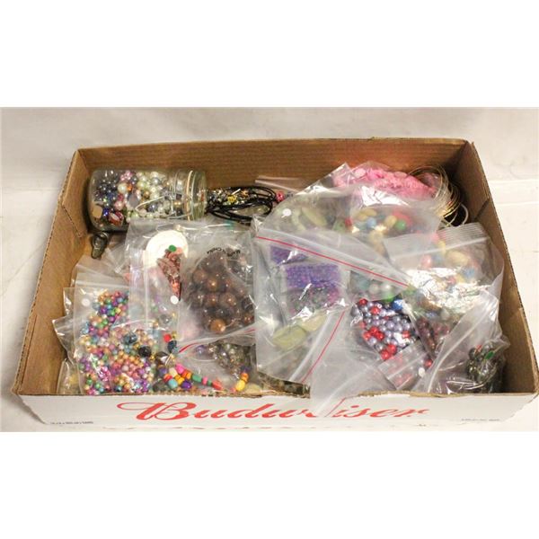 FLAT OF BEADS AND JEWELRY