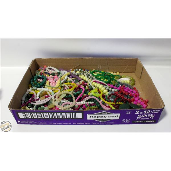 FLAT OF GEMSTONE BEADS, JADE ETC