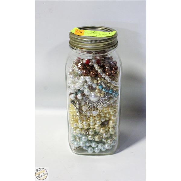 JAR OF ASSORTED JEWLERY