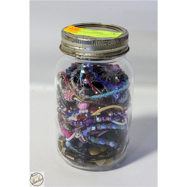 JAR OF ASSORTED JEWLERY