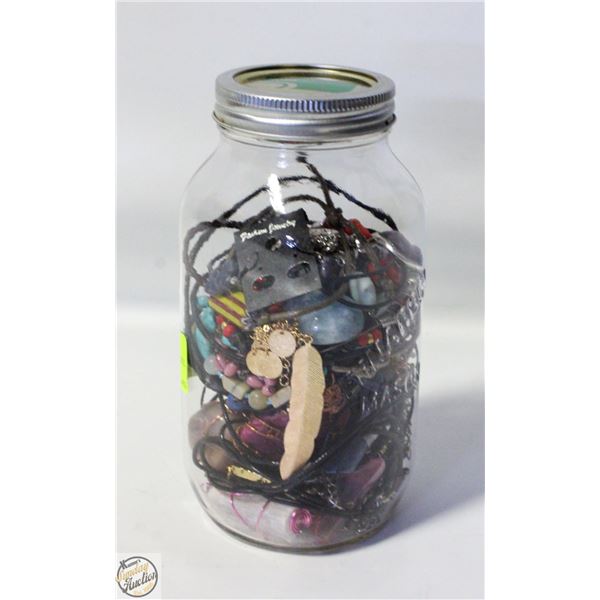 JAR OF ASSORTED JEWLERY