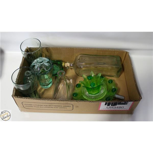 ESTATE FLAT OF GREEN TONE GLASSWARE