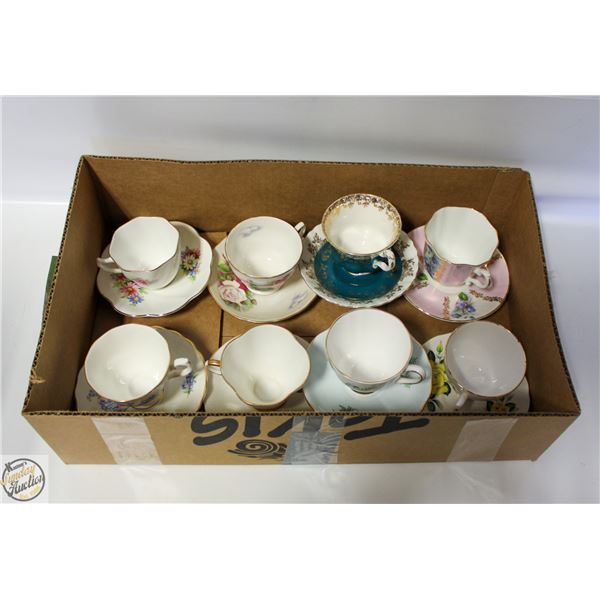 LOT OF 8 MATCHING TEA CUPS AND SAUCERS