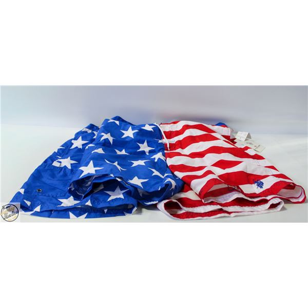 (2) PAIRS USA POLO FLAG SHORTS