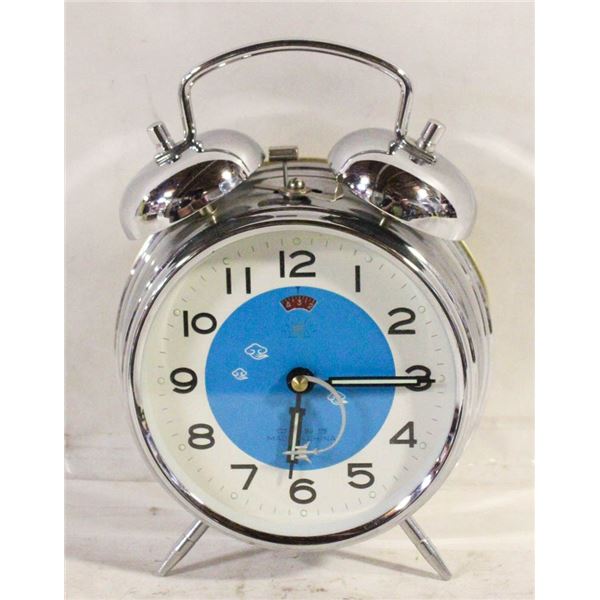 GOLDEN COCK ALARM CLOCK WIND UP VINTAGE CLOCK