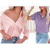 Image 1 : NEW AISEW WOMENS SATIN BUTTON PINK CASUAL SHIRT