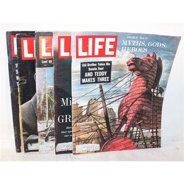 FIVE VINTAGE LIFE MAGAZINES (1963 - 1970)