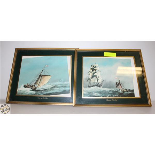 2 SEASCAPE PICTURES BY PETER LEATH 15”X13”