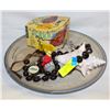 Image 1 : POTTERY TRAY + CONCH SHELL + WOODEN