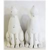 Image 1 : WHITE RABBITS- 10" TALL- FAUX STONE SET OF 2