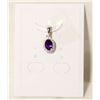 Image 1 : #132- NATURAL AMETHYST & CZ PENDANT