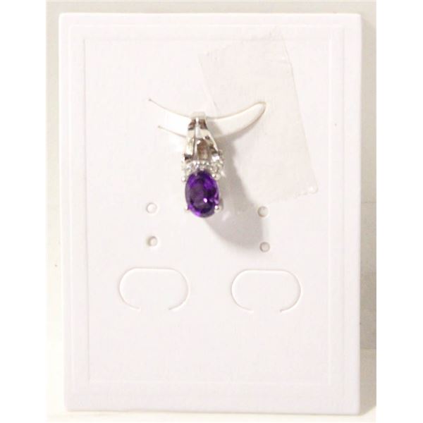 #136- NATURAL AMETHYST & CZ PENDANT