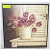 Image 1 : FRAMED BOARD FLORAL- MADE IN CANADA- 17" X 17"