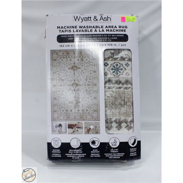 NEW WYATT & ASH MACHINE WASHABLE AREA RUG 6 X 9FT