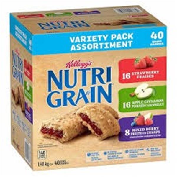 NEW 1.48KG 40 BARS KELLOGGS NUTRI GRAIN VARIETY PA