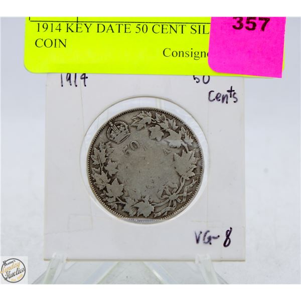1914 KEY DATE 50 CENT SILVER COIN