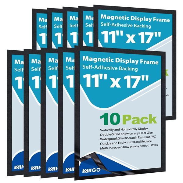 BRAND NEW 10PK VAIIGO MAGNETIC SIGH HOLDER 11X17"