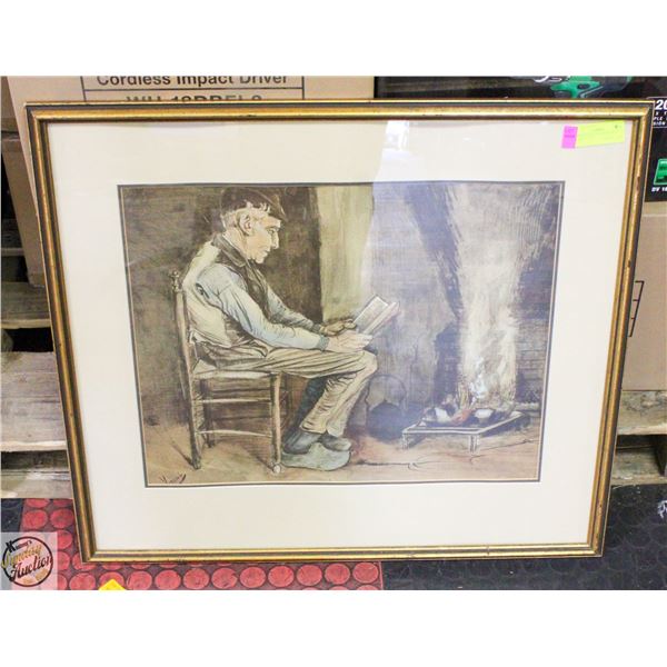 VINCINT READING HIS BOOK IN CHAIR 24" X 27"