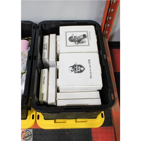 TOTE FULL OF DECORATIVE PLATES VARIOUS THEMES