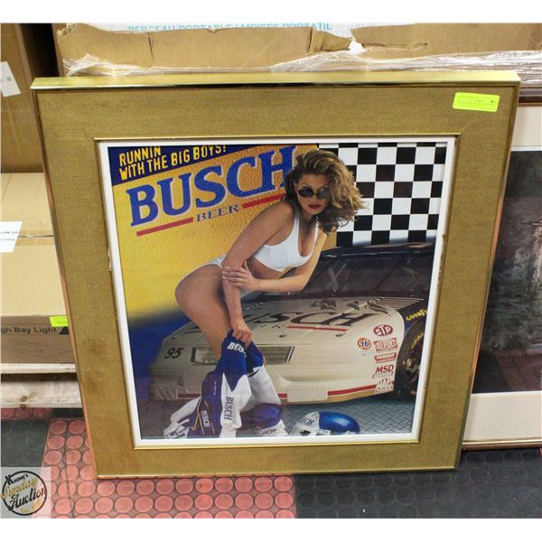BUSCH BEER RUNNING WITH THE BIG BOYS FRAMED 31X27"