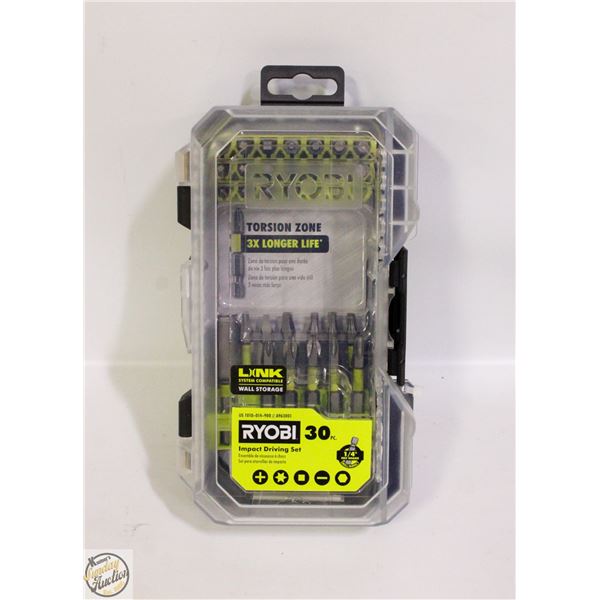 NEW RYOBI 30PC IMPACT DRIVER SET IN CASE