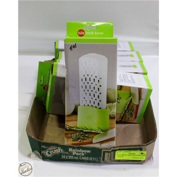 FLAT WITH 5 NEW OLD STOCK HERB SAVERS