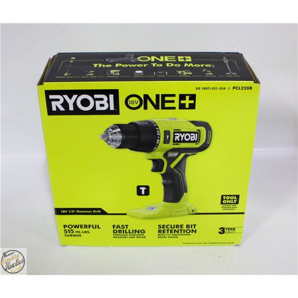 NEW RYOBI ONE 18 VOLT 1/2 HAMMER DRILL MODEL